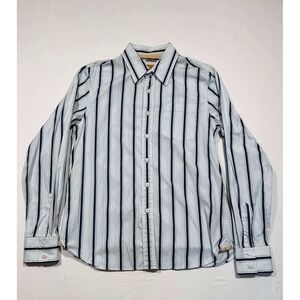 Trailer Mens XL Vintage Fit Blue Striped Button Down 100% Cotton Long Sleeve